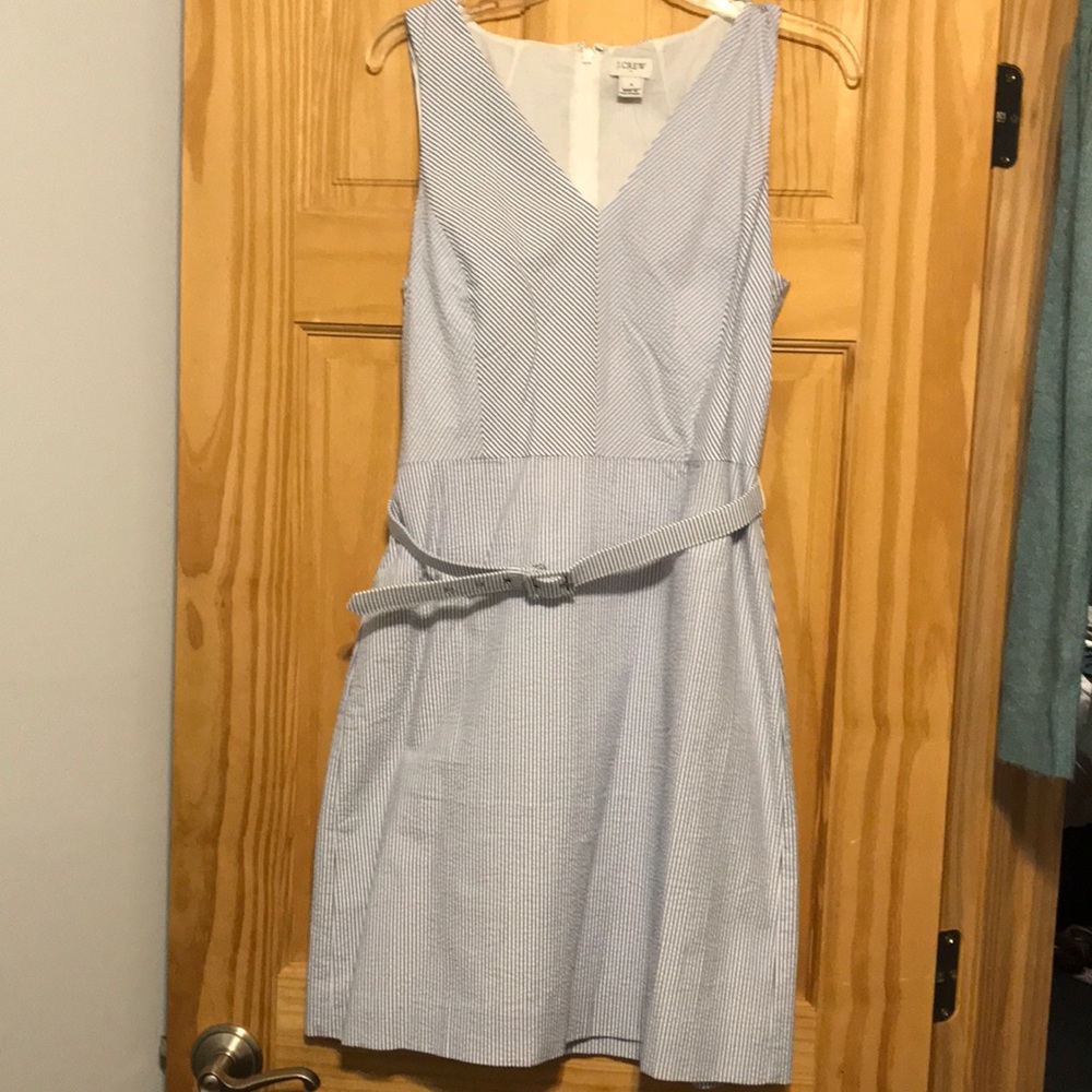 J Crew seersucker sleeveless dress. Size 8
